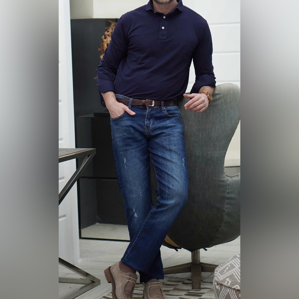 Brisk-Dark Wash Slight Rip Slim Fit Jeans-Flex
